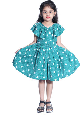 Wow princess Girls Midi/Knee Length Casual Dress(Light Green, Cap Sleeve)