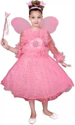 starve fashion Girls Midi/Knee Length Festive/Wedding Dress(Pink, 3/4 Sleeve)