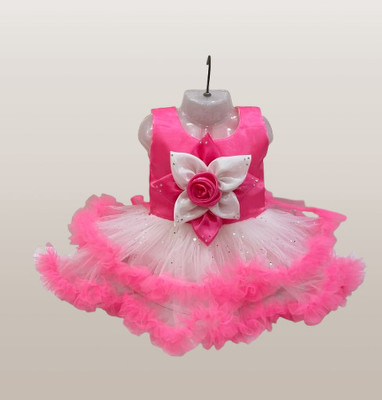 FHKIDS FASHION Baby Girls Midi/Knee Length Festive/Wedding Dress(Pink, Sleeveless)