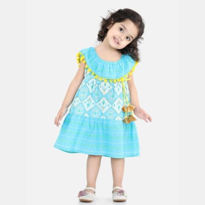 Tav a Indi Baby Girls Below Knee Casual Dress(Blue, Sleeveless)