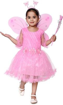 DREAMFILL Indi Baby Girls Midi/Knee Length Party Dress(Pink, 3/4 Sleeve)