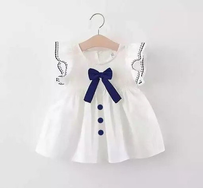 RDR Fashion Baby Girls Midi/Knee Length Casual Dress(White, Short Sleeve)
