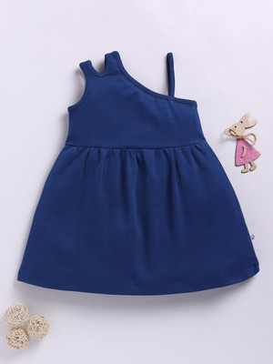 YK X Tinyo Girls Midi/Knee Length Casual Dress(Blue, Sleeveless)