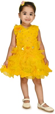 MARUF DRESSES Baby Girls Above Knee Festive/Wedding Dress(Blue, Sleeveless)