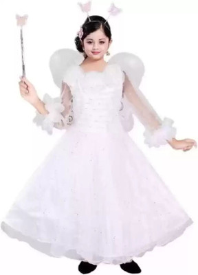 OMG Collection Girls Maxi/Full Length Festive/Wedding Dress(White, Full Sleeve)