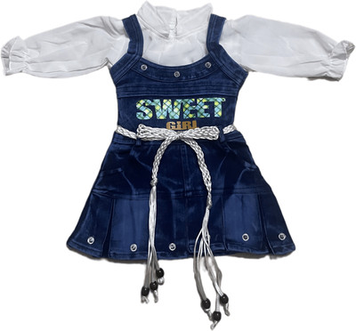 Lalisha Baby Girls Midi/Knee Length Casual Dress(Blue, Cap Sleeve)