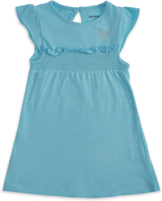 Pantaloons Baby Baby Girls Midi/Knee Length Casual Dress(Blue, Short Sleeve)