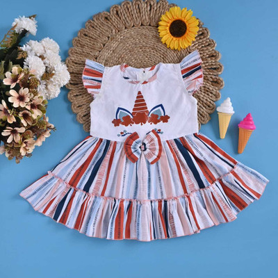 LASKAR FASHION Indi Baby Girls Above Knee Festive/Wedding Dress(Multicolor, Short Sleeve)
