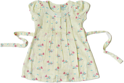Firstin Indi Baby Girls Midi/Knee Length Casual Dress(Yellow, Cap Sleeve)