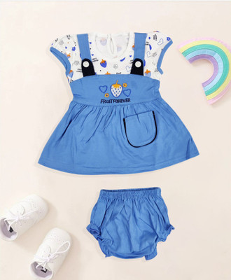 NVELIS Baby Girls Above Knee Casual Dress(Blue, Cap Sleeve)