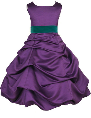 Wish Little Girls Midi/Knee Length Festive/Wedding Dress(Purple, Sleeveless)