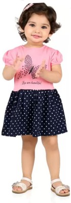 PY PINKYOU Indi Baby Girls Midi/Knee Length Casual Dress(Multicolor, Short Sleeve)