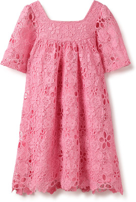 United Colors of Benetton Girls Midi/Knee Length Casual Dress(Pink, Short Sleeve)