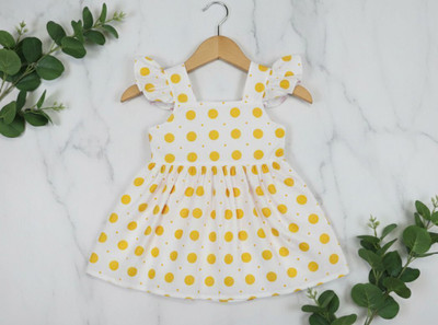 SnugCute Indi Baby Girls Midi/Knee Length Casual Dress(White, Fashion Sleeve)