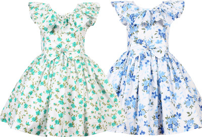 ALINA MODA Indi Baby Girls Midi/Knee Length Casual Dress(Light Green, Sleeveless)
