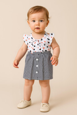Clothe Funn Girls Midi/Knee Length Party Dress(Multicolor, Cap Sleeve)