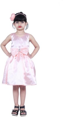Wish littlle Girls Above Knee Party Dress(Pink, Sleeveless)