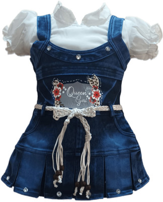 Lalisha Girls Midi/Knee Length Casual Dress(Blue, Cap Sleeve)