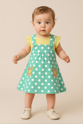 Clothe Funn Baby Girls Midi/Knee Length Casual Dress(Green, Sleeveless)