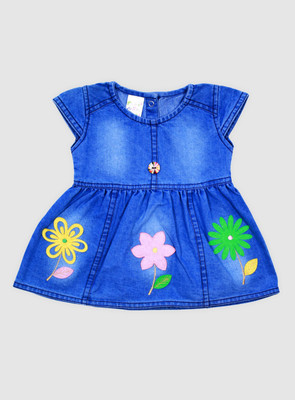 ME N MY Baby Girls Midi/Knee Length Casual Dress(Multicolor, Cap Sleeve)