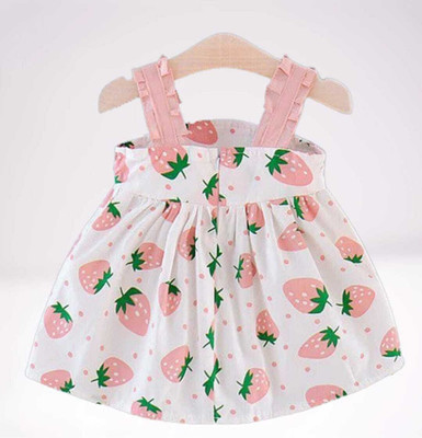 S K Fashion Baby Girls Midi/Knee Length Casual Dress(Pink, Sleeveless)