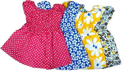 TVESA Baby Girls Midi/Knee Length Casual Dress(Multicolor, Sleeveless)