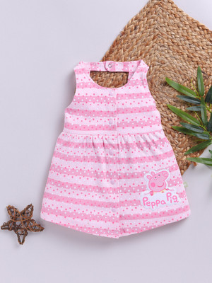 Mom's Love Indi Baby Girls Midi/Knee Length Casual Dress(Pink, Half Sleeve)