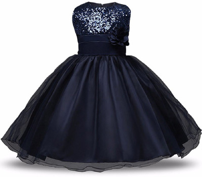 Wish littlle Girls Maxi/Full Length Party Dress(Blue, Sleeveless)