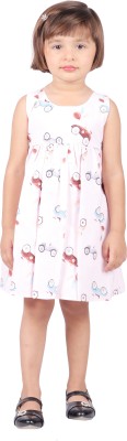 Yellowtoons Girls Midi/Knee Length Party Dress(White, Sleeveless)