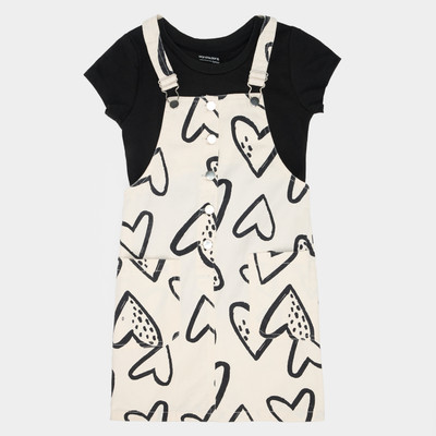 Pantaloons Junior Girls Midi/Knee Length Casual Dress(White, Half Sleeve)