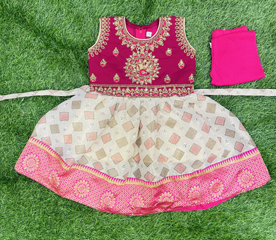 New Ekta Dresses Baby Girls Festive & Party Kurta and Pyjama Set(Pink Pack of 1)