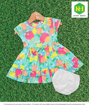 KERRY HOUSE Indi Baby Girls Midi/Knee Length Casual Dress(Green, Cap Sleeve)