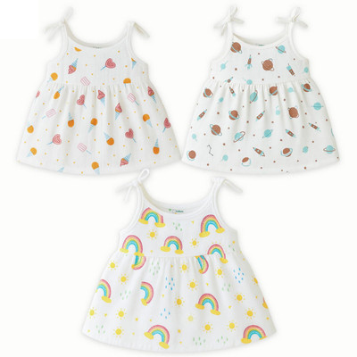 KIdbea Baby Girls Midi/Knee Length Casual Dress(Multicolor, Sleeveless)