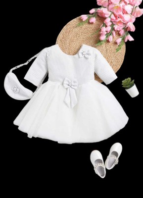 Fashiva Baby Girls Below Knee Festive/Wedding Dress(White, Half Sleeve)