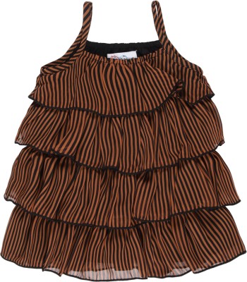 YOUNG BIRDS Baby Girls Midi/Knee Length Casual Dress(Brown, Sleeveless)