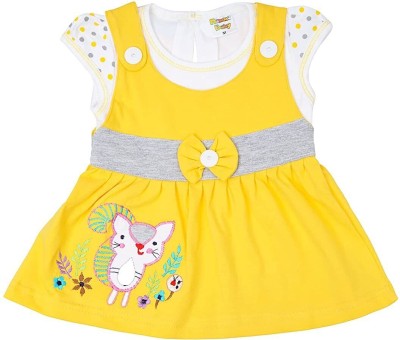 NammaBaby Baby Girls Midi/Knee Length Casual Dress(Yellow, Cap Sleeve)