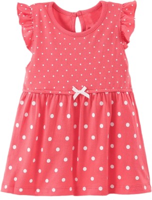 Angaakar Clothings Baby Girls Midi/Knee Length Casual Dress(Pink, Sleeveless)