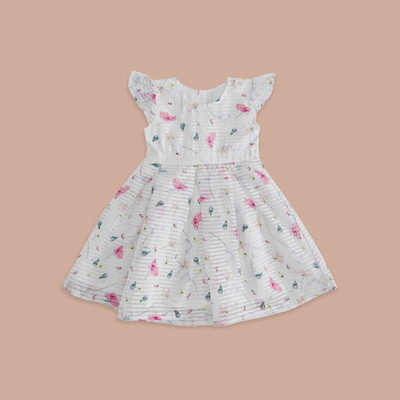 Pantaloons Junior Girls Midi/Knee Length Casual Dress(White, Short Sleeve)