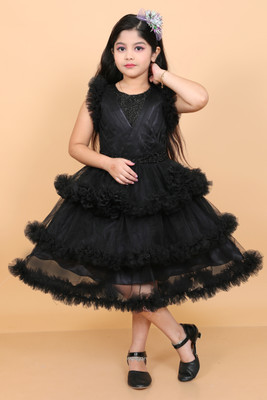 Shyamcreation Girls Maxi/Full Length Party Dress(Black, Sleeveless)