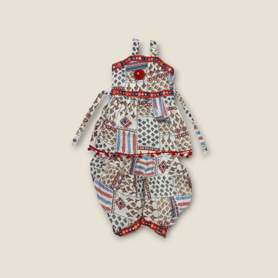 Shri Nityanand Poshak Bhandar Indi Baby Girls Below Knee Festive/Wedding Dress(Multicolor, Sleeveless)