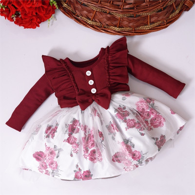 PAESANO ENTREPRISE Baby Girls Midi/Knee Length Party Dress(Maroon, Full Sleeve)