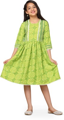 Billion Girls Midi/Knee Length Casual Dress(Light Green, 3/4 Sleeve)