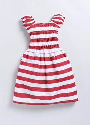 carrydreams Girls Midi/Knee Length Casual Dress(Maroon, Cap Sleeve)