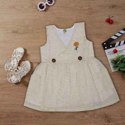 VAVA Creation Indi Baby Girls Midi/Knee Length Casual Dress(White, Sleeveless)