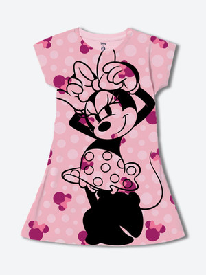 YK Disney Girls Midi/Knee Length Casual Dress(Pink, Short Sleeve)