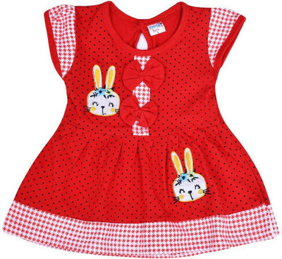 Swagata Trends Baby Girls Midi/Knee Length Casual Dress(Red, Half Sleeve)