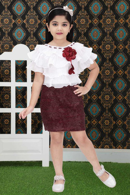 Hipposippo Girls Midi/Knee Length Casual Dress(Multicolor, Fashion Sleeve)