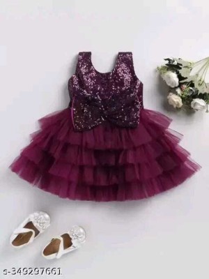 JB Dresses Baby Girls Midi/Knee Length Party Dress(Purple, Sleeveless)