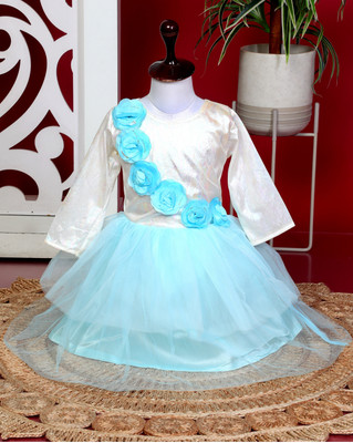 RKTM Baby Girls Below Knee Festive/Wedding Dress(Multicolor, 3/4 Sleeve)