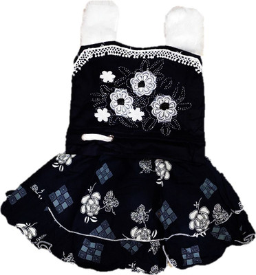 Arunaa Creation Baby Girls Short/Mid Thigh Party Dress(Black, Sleeveless)
